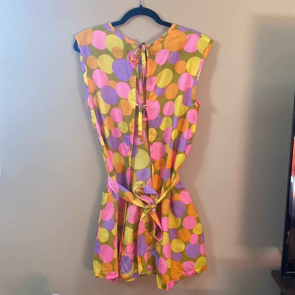 VTG 60’s Psychedelic Circle Bold Pattern Apron Dress - Picture 2 of 8